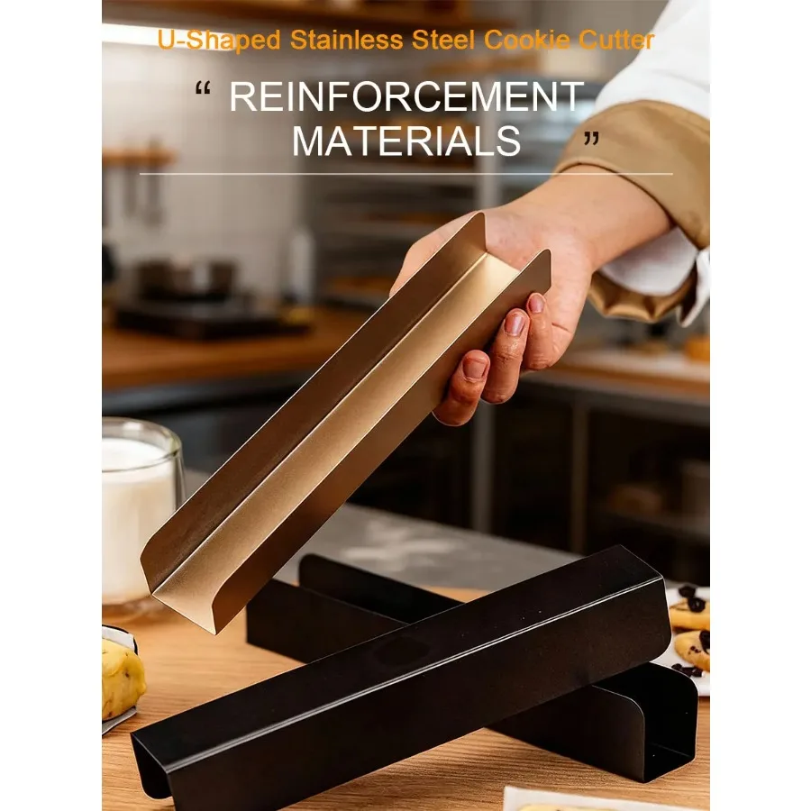 2Pcs Brown Stainless Steel U-Shaped Cookie Cutters - Durable Baking Tools for Fondant Baguettes Desserts Christmas Treats - Image 3