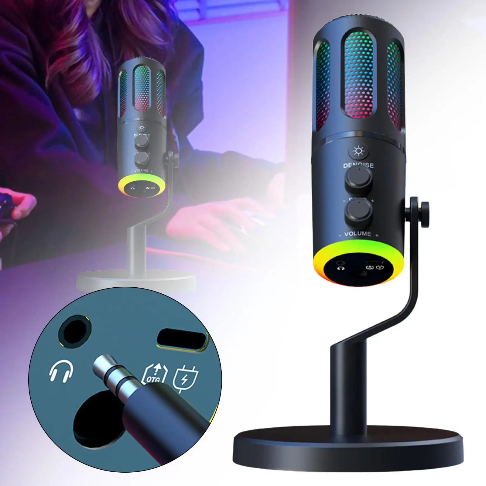 Noise Cancellation Condenser Podcast Mic Desktop for Laptop Streaming PC