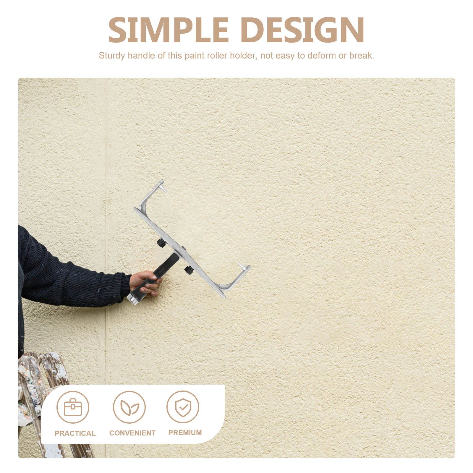 

Sturdy Adjustable Paint Holder Wall Repair Brush Frame Lightweight Aluminum Alloy Handle Easy Assembly Disassembly for Wall