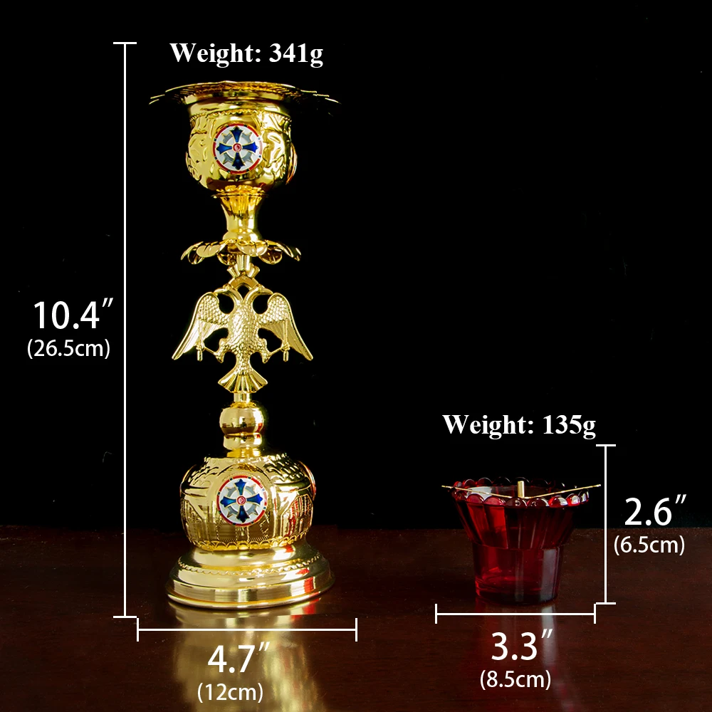 New 2026 Orthodox Christian Oil Lamp Orthodox Vigil Oil Lamp with Red Glass Cup for Religious Ceremonies and Daily Use Box Gift