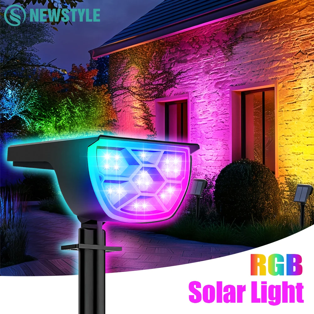

Солнечный ландшафтный светильник RGB для улицы, IP65, водонепроницаемый, 7 режимов освещения, светодиодный, с изменением цвета, для сада и двора