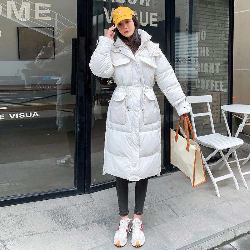 

Long Women Oversize Parka Boyfriend Style Black Pink Blue Hooded Warm Thicken Coat Loose Outwear Cotton Padded Ladies Parkas