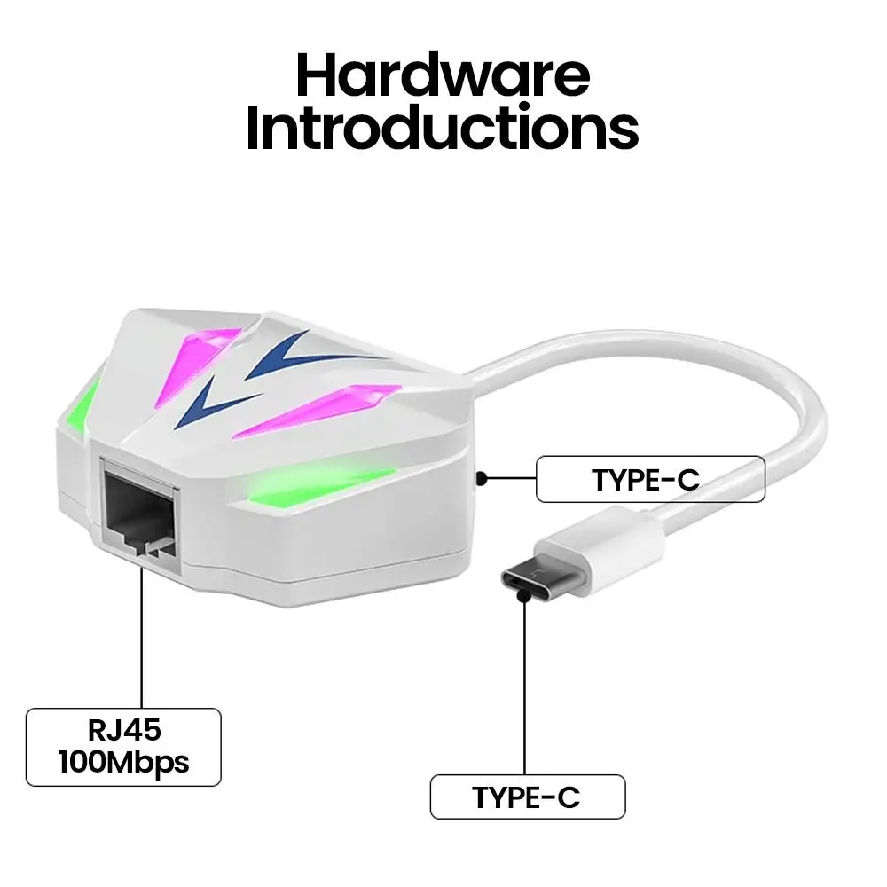 USB/Tipo-c USB para placa de rede RJ45 Conversor 2 em 1 Tipo C Adaptador Ethernet Unidade de alta velocidade USB grátis para porta de rede