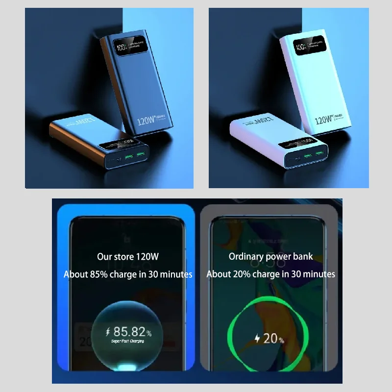 120W super fast charging 10000/20000mAh portable external battery provides mobile power for Apple Xiaomi Huawei mobile phones