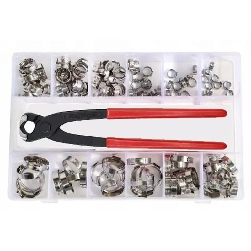 WCS-For Auto/Home Appliance/Pipes Compatible 115Pcs Single Ear Hose Clamps With 6-28.6Mm Crimp Hose Clamps Assorted Kit