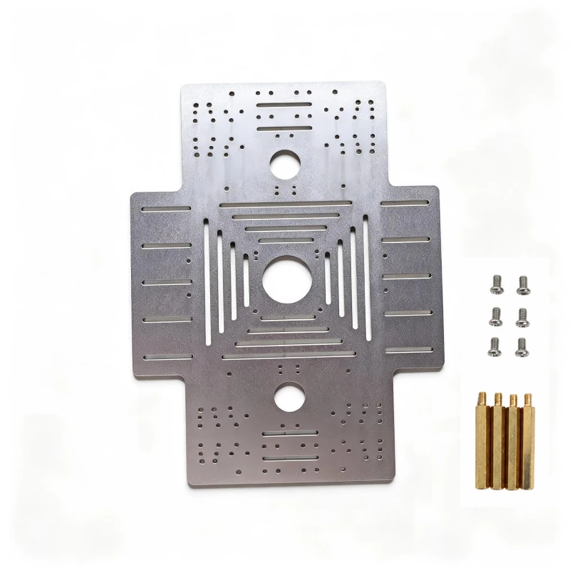 Placa Metálica Grande de Aleación de Aluminio de 330+240 mm con Acoplamientos de 50 mm, Soporte para Motor 370/520, Chasis de Coche, Kit de Bricolaje, Piezas de Coche Robótico