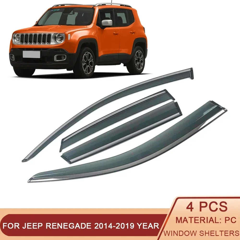 

For JEEP Renegade 2014-2023 Car Window Sun Rain Shade Visors Shield Shelter Deflector Cover Frame Sticker Exterior Accessories