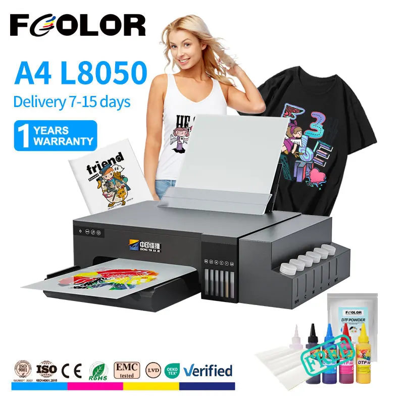 

Принтер A4 L8050 DTF, машина для переноса пленки, печатная машина для футболок для домашнего использования, начинающих, малого бизнеса, бюджета