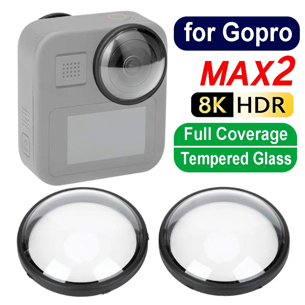 

2Pcs Protective Lens Cap Optical Tempered Glass Anti-scratch Case for GoPro Max2 Black HD Filter for GoPro Max2 Panoramic Camera