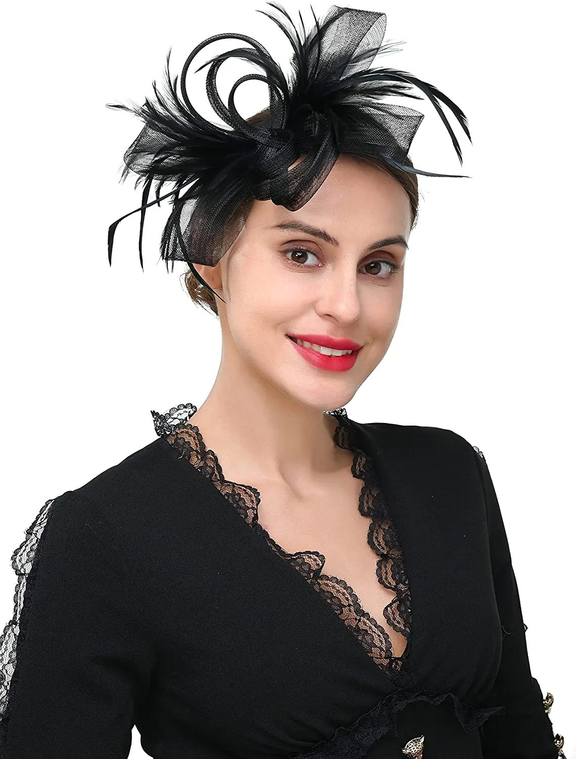 Elegant Hats Accessories Fascinators Headband for Women Tea Party Hair Clip Derby Wedding Flower Mesh Veil Fascinator Headwear