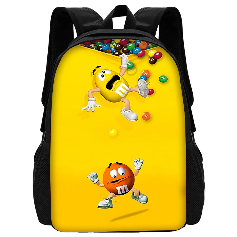 Cartoon Chocolate M-M&M's Logo Child School Backpack with Lunch