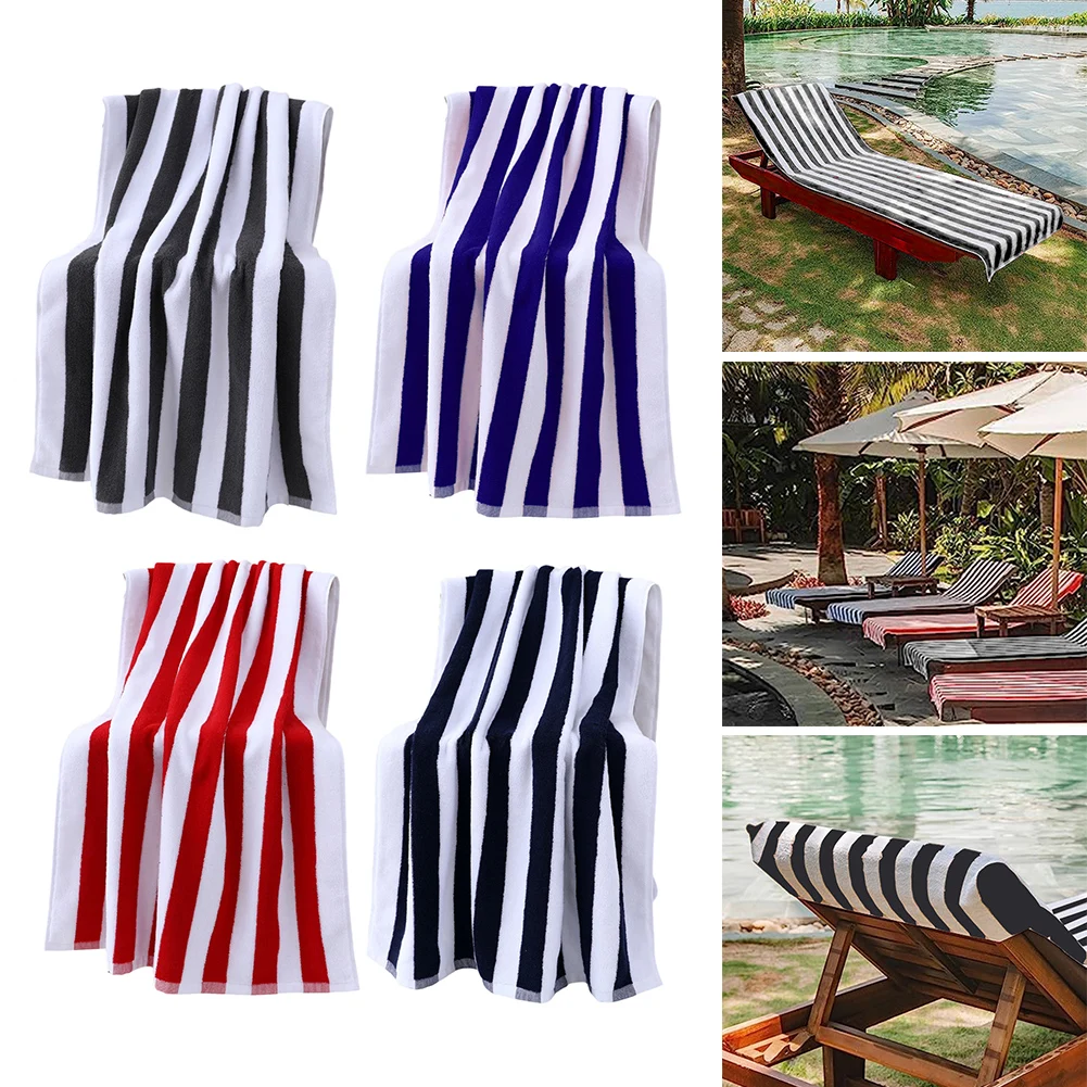 

Stylish Striped Cotton Lounge Chair Covers With Pocket For Beach & Pool Tripes Cotton Oversized Quick Dry Absorbent Beach Bath