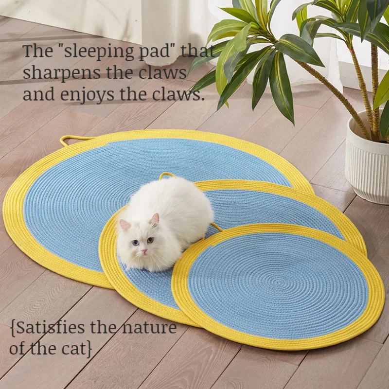 Cat mats summer sleeping rattan cooler cat ice pad floor mat cat scratching board wear-resistant not fall off chips pet supplies