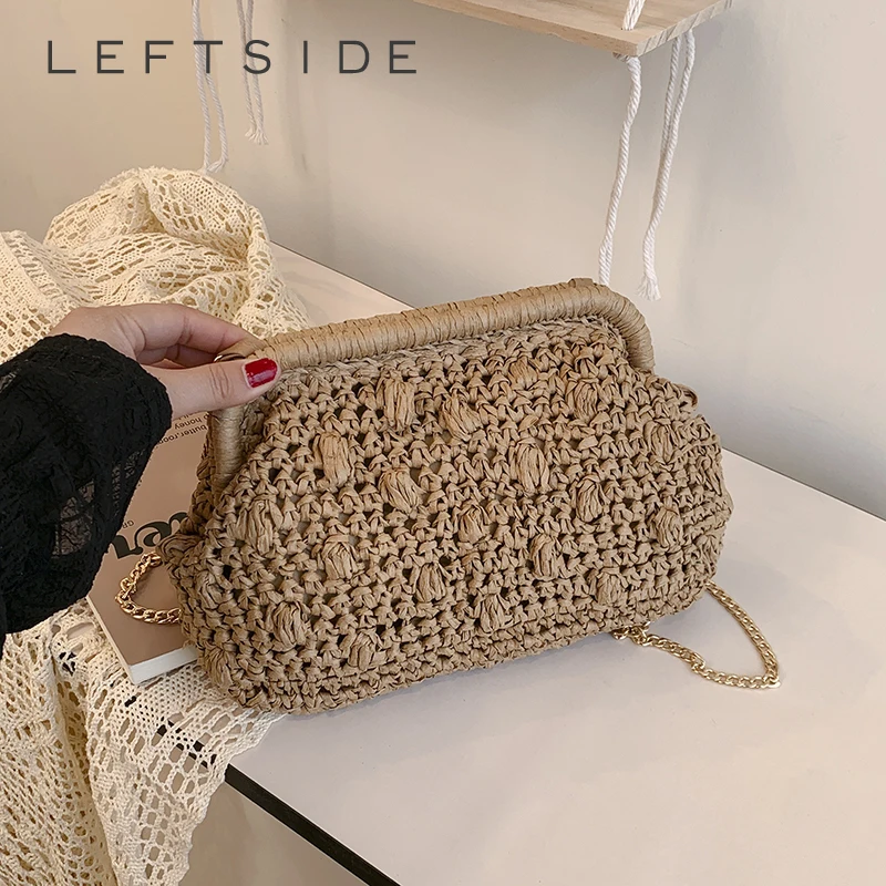 

Женская соломенная сумка через плечо с цепочкой, повседневная пляжная сумка-кроссбоди для отпуска, эстетичная, тренд 2026 года, летние сумки