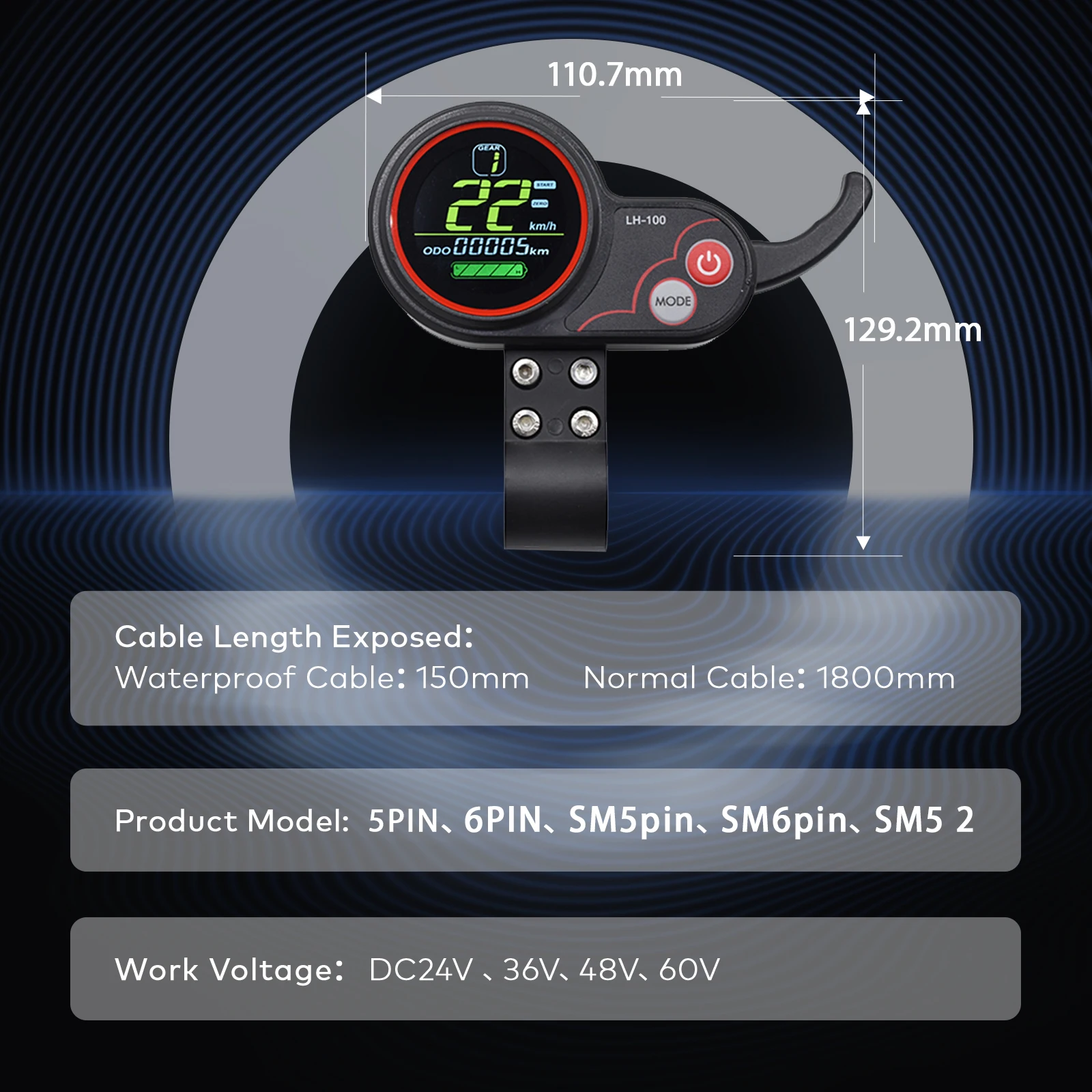[Haytrix-US] EBike LCD Display Bicycle Speedometer Cycling Computer Fatbike Display for Bikes Accessories Bike Conversion Kit