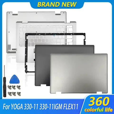 98% novo original para yoga 330-11 330-11igm flex11 FLEX6-11 portátil lcd capa traseira moldura frontal apoio para as mãos inferior caso completo