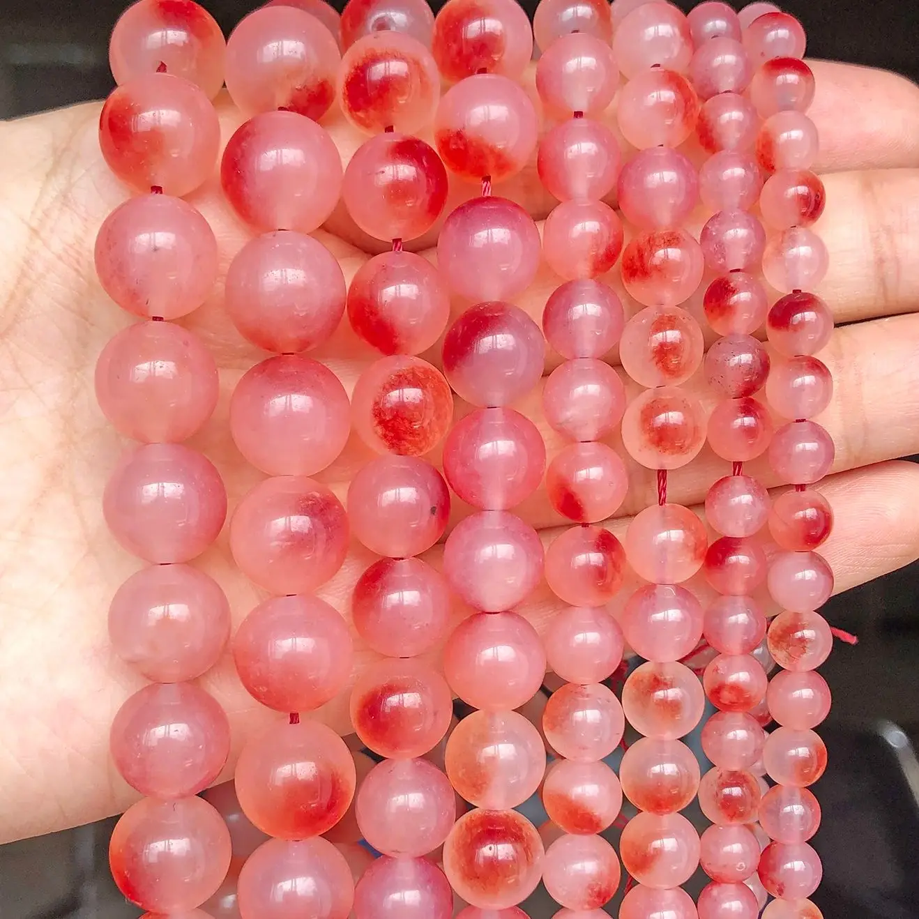 6/8/10/12mm Red Chalcedony Stone Beads DIY Charms Bracelets Loose Beads For Jewelry Making Handmade Accessories Supplies