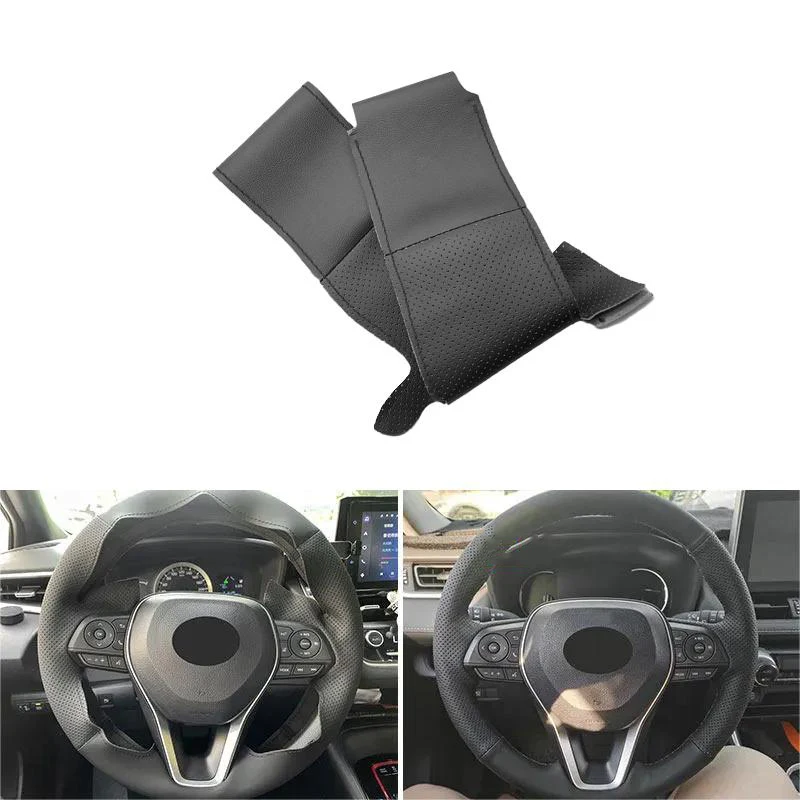 Hand-stitched Car-styling Steering Wheel Black Perforated Microfiber Leather Cover For Toyota Camry Corolla RAV4 Avalon Crown