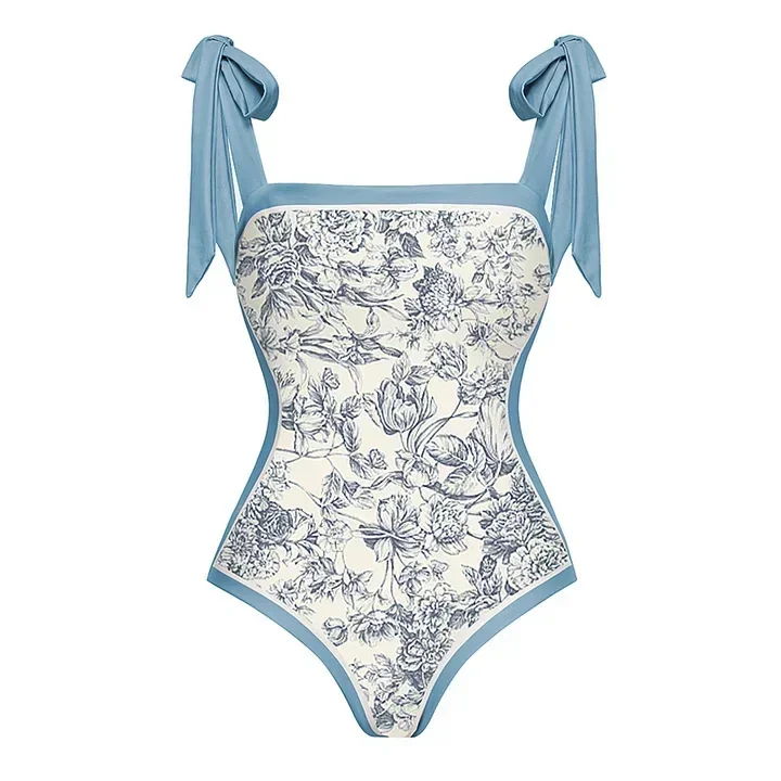 Sexy femmes couvrir maillots de bain Vintage une pièce nœud maillot de bain vêtements de plage maillot de bain impression Double face conception réversible