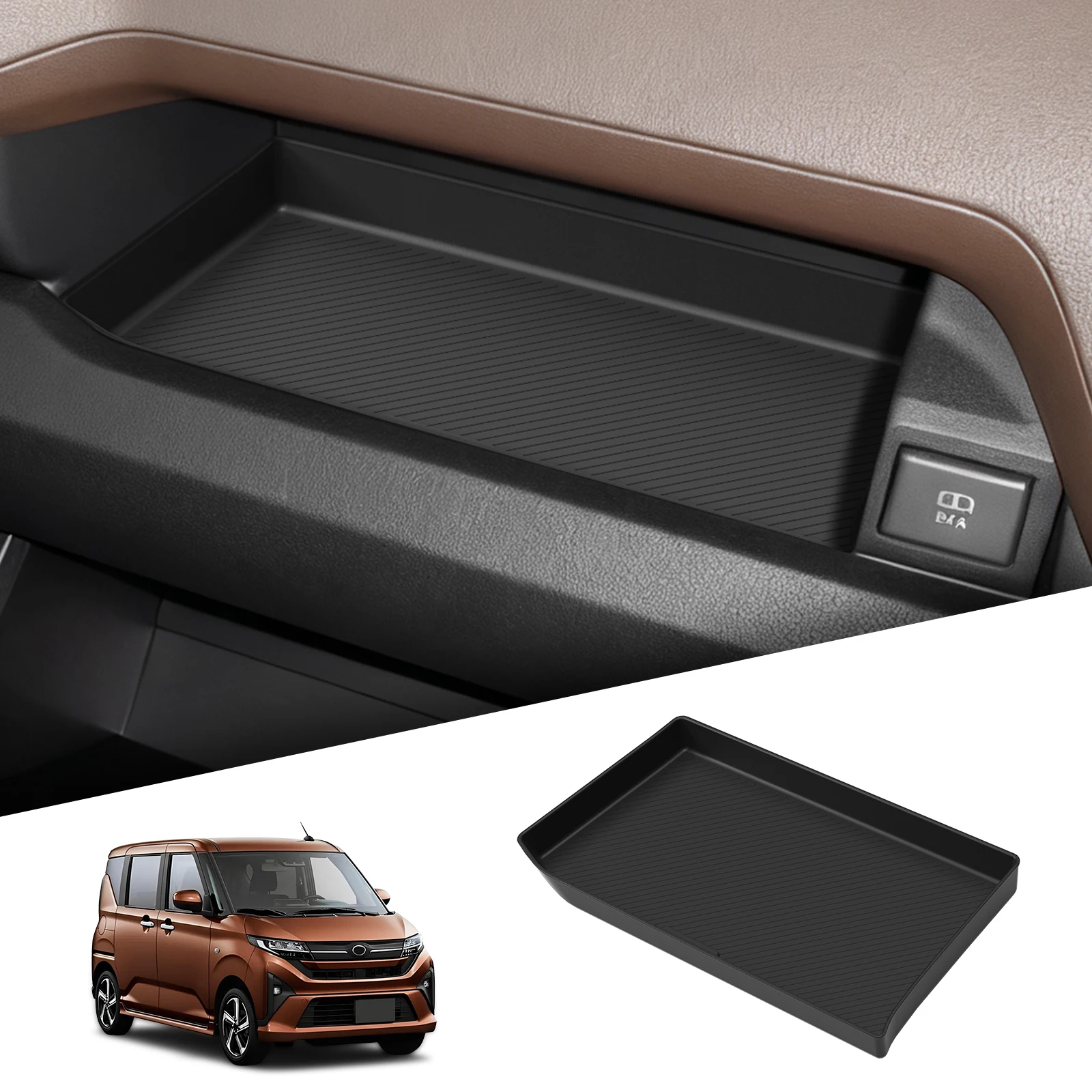 

SMABEE for DAIHATSU MOVE LA850S LA860S 2025 Co-pilot Storage Box TPE Car Tray Organizers Accessories Stowing Tidying Black