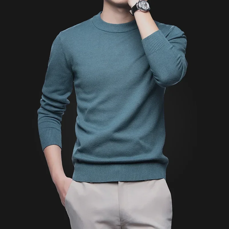 

Men Pullovers Solid Color O Neck Jumpers Knitted Sweaters Long Sleeve Slim Fit Slight Strech Casual Basics Winter Standard Wool