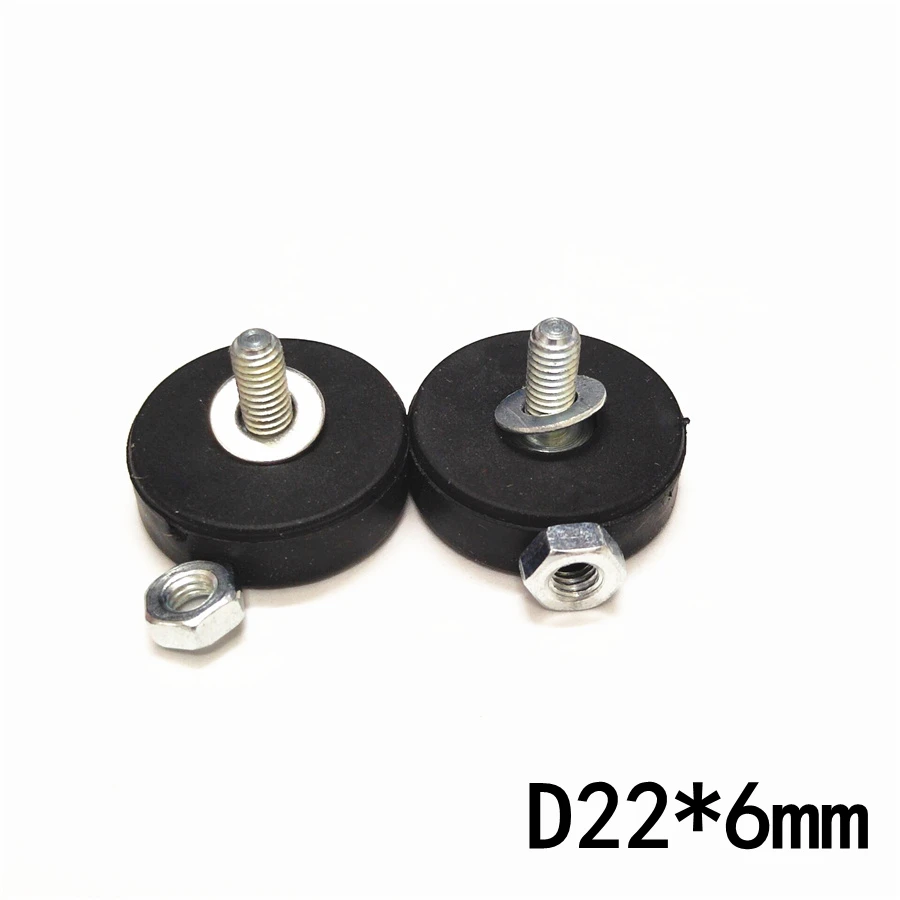 2Pcs 22mm x 6mm strong rubber coated magnet pot magnetic D22x6mm car lamp fasterners scratch-resistant 22*6 external male thread
