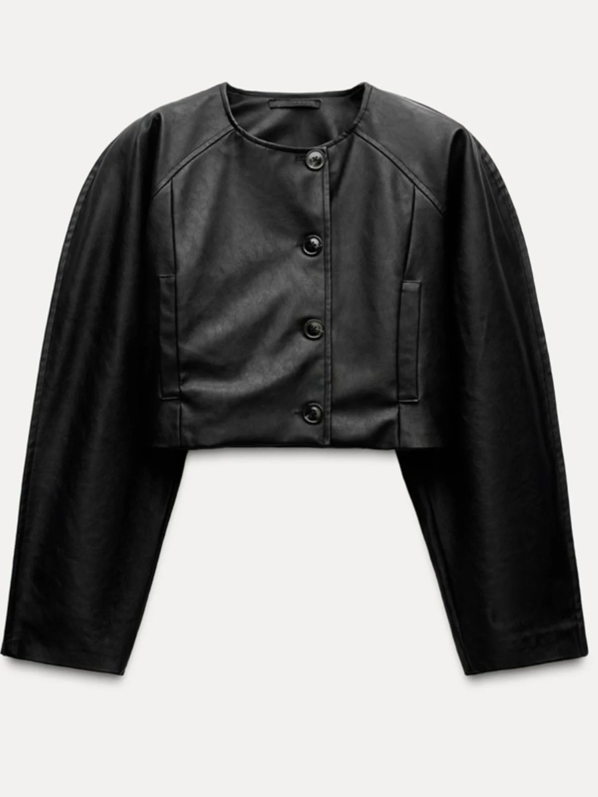 เสื้อแจ็คเก็ตหนังทรงกลมสำหรับผู้หญิง คอลเลคชั่นต้นฤดูใบไม้ร่วง 2024 รุ่นใหม่ สไตล์ลำลอง ทรงเข้ารูป แขนยาว ปิดด้วยซิป