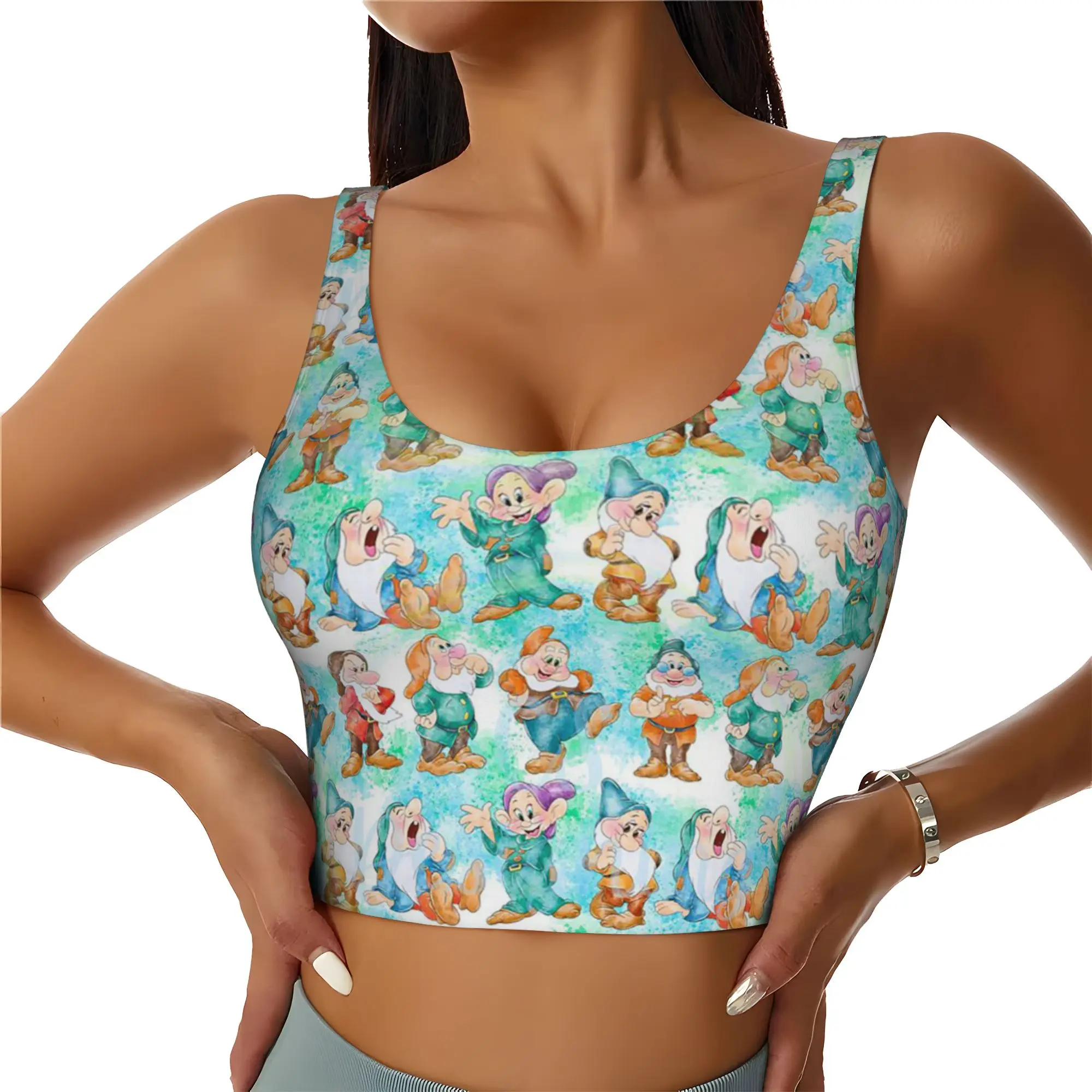 Custom Seven Dwarfs Workout Crop Tank Tops Women's Seamless Anime Manga Running Yoga Sports Bras