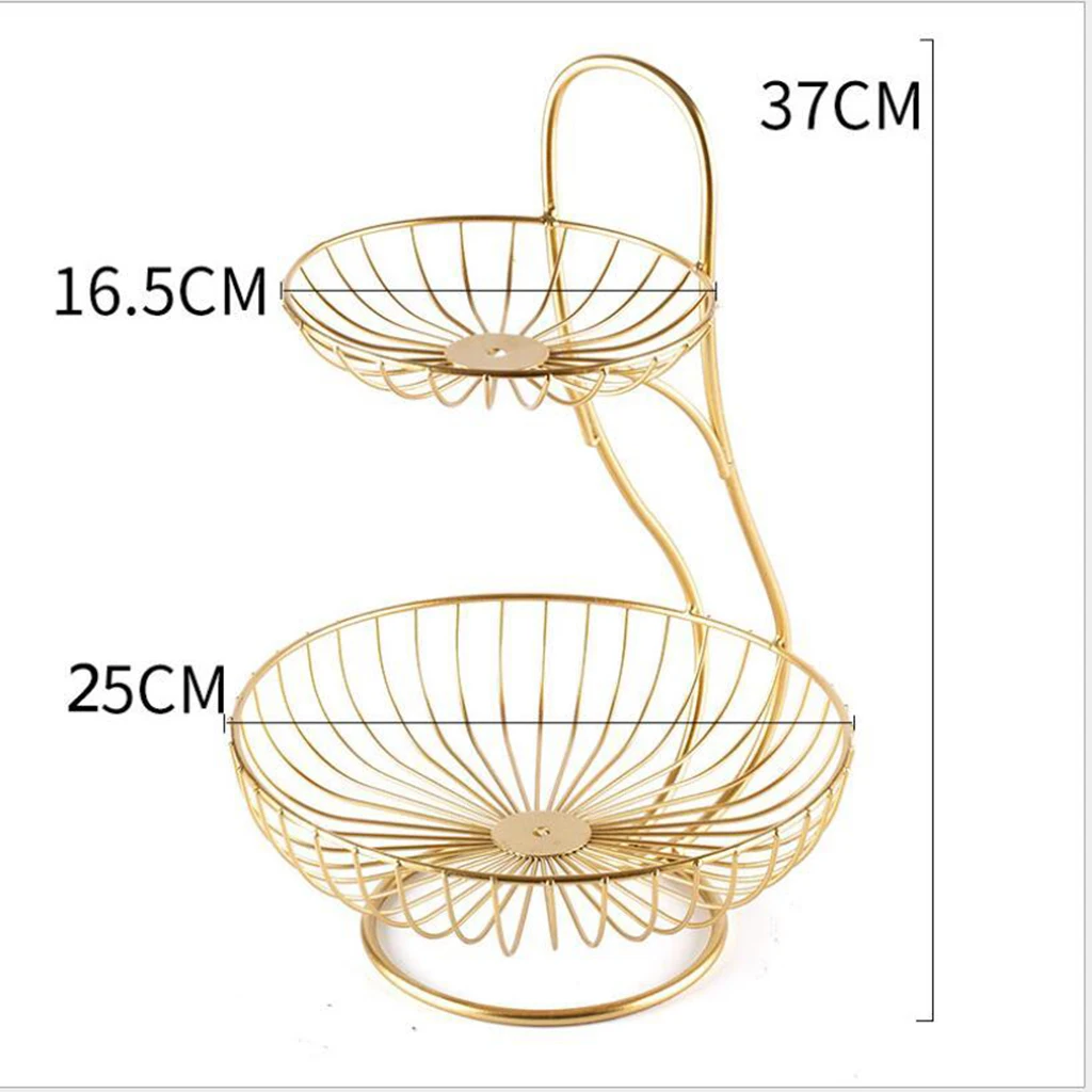 2/3 Tier Fruit Basket Metal Wire Bread Holder Vegetable Baskets for Countertop Multi-Layer Wire Fruit Holder Display Tray Plate