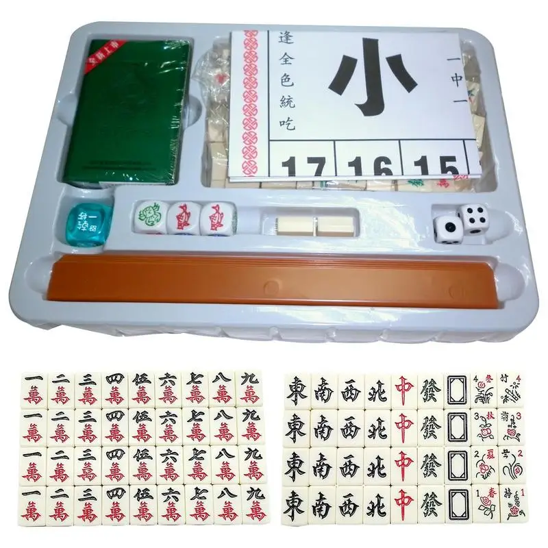 

Mini Travel Mahjong Set Mini Durable Portable Travel Mahjong Set Portable Elaborately Crafted Mahjong With Poker Cards For