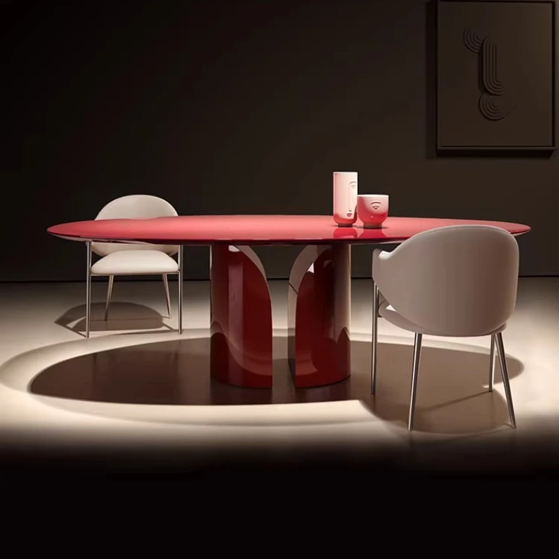 

French creative dining table light luxury water drop special-shaped high-end feeling large flat floor designer large apartment S