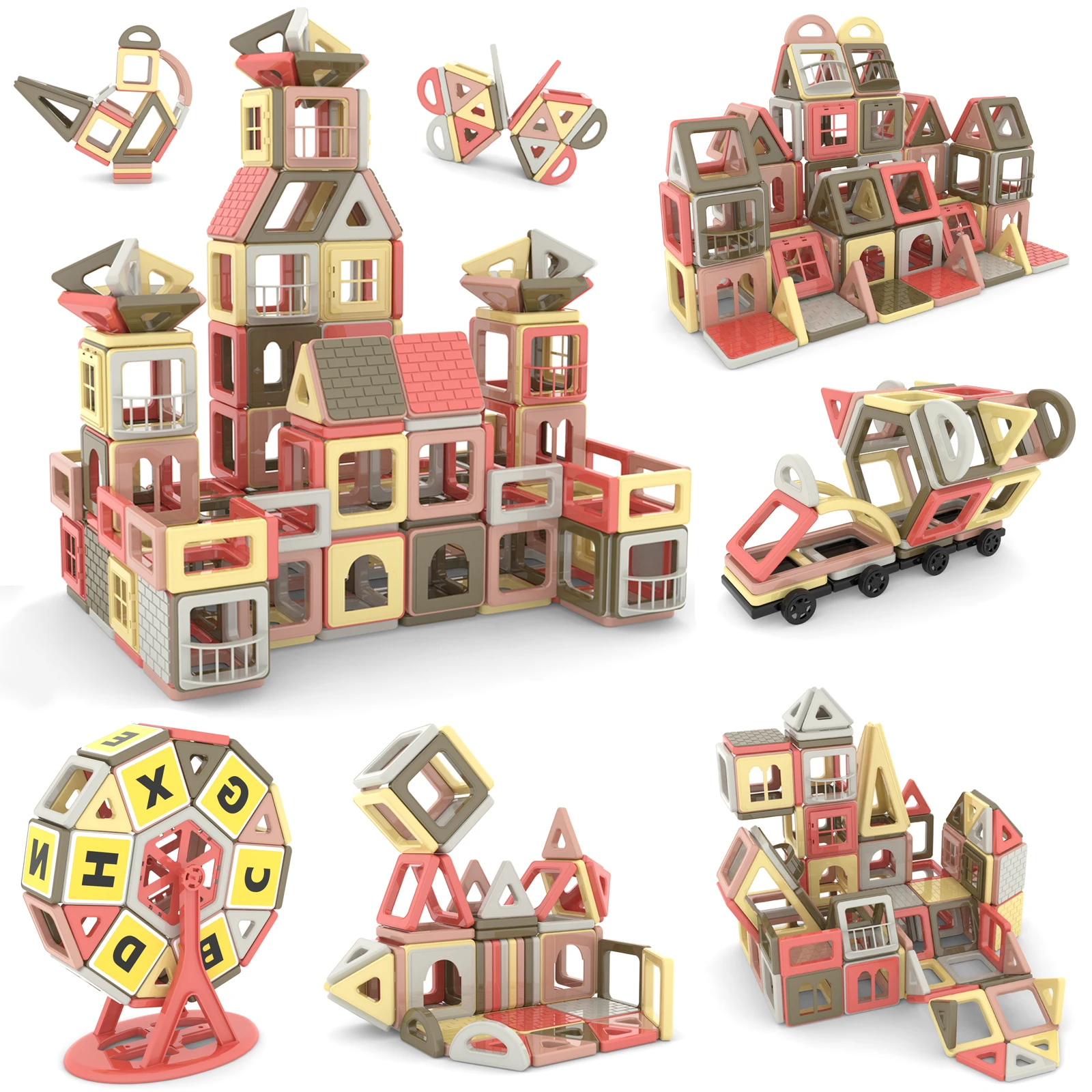 

165pcs Mini Magnetic Tiles 3D Magnetic Building Blocks Toys Educational toys for Kids Preschool Learning Stacking Blocks