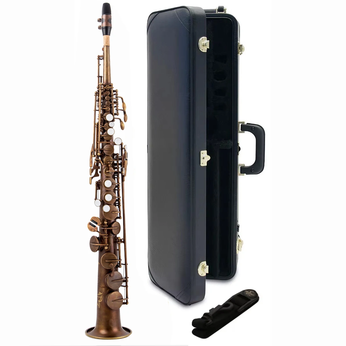 

quality France Soprano Saxophone Mark VI bronze B flat Music Instruments Antique Copper Simulation Sax With Case Mouthpiece