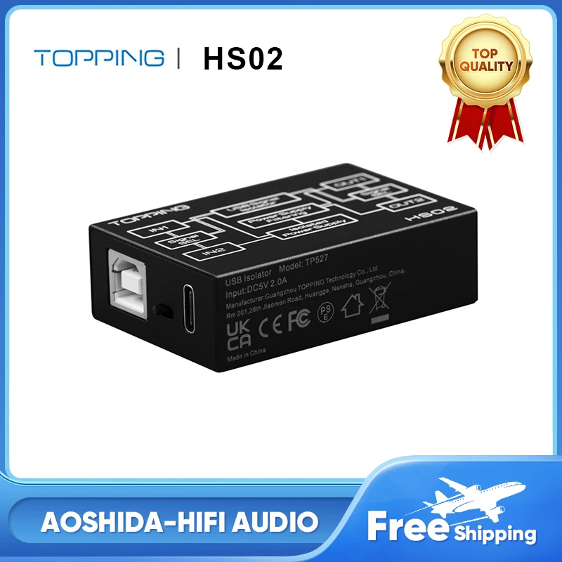 TOPPING HS02 USB 2.0 High Performance AUDIO ISOLATOR Type C input 1500KVRMS PCM32bit/768kHz DSD512 Native 0.073Ultra Low Latency