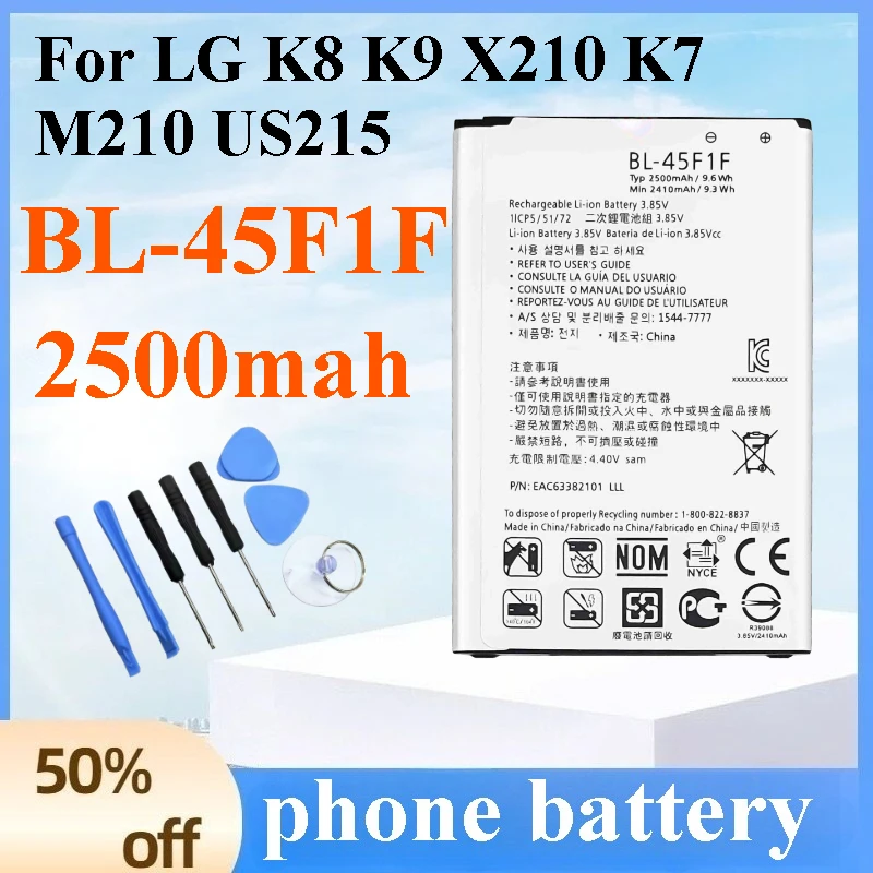 

New 2500mAh BL-45F1F Battery for LG K8 K9 K7 X210 M210 US210 US215 Replacement Phone Battery