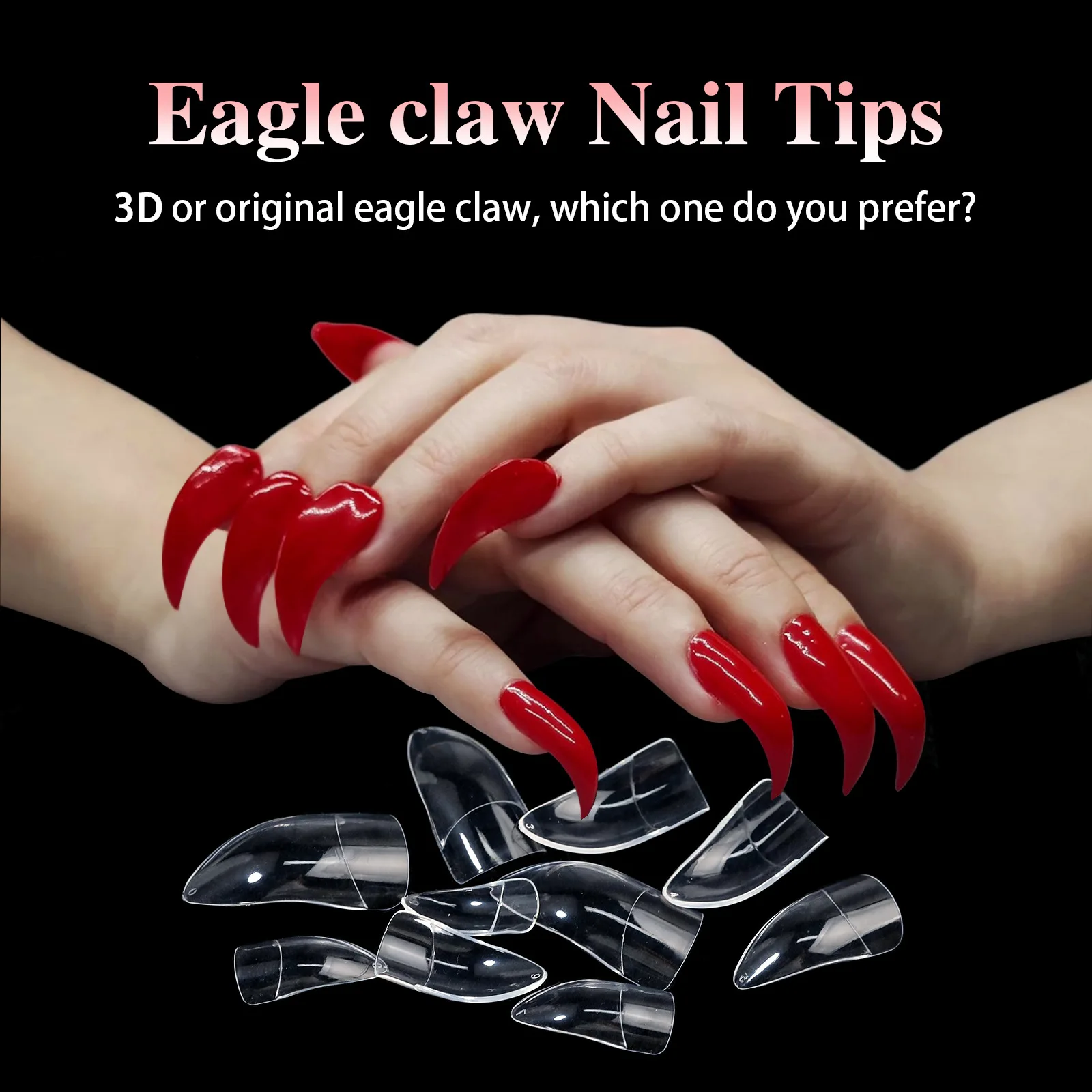 100pc Hawk curvi Nail Tips 10 taglie borsa mezza copertura speciale a forma di punta Nail Art Salon Long Bend Nature Curve False Nail Tips