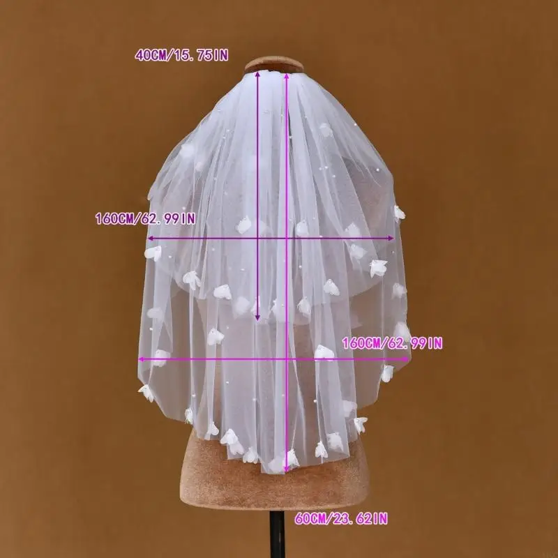 2025 حجاب زفاف أنيق جديد مطرز باللؤلؤ على شكل زهرة لحفلات خارجية وحدث خاص #6