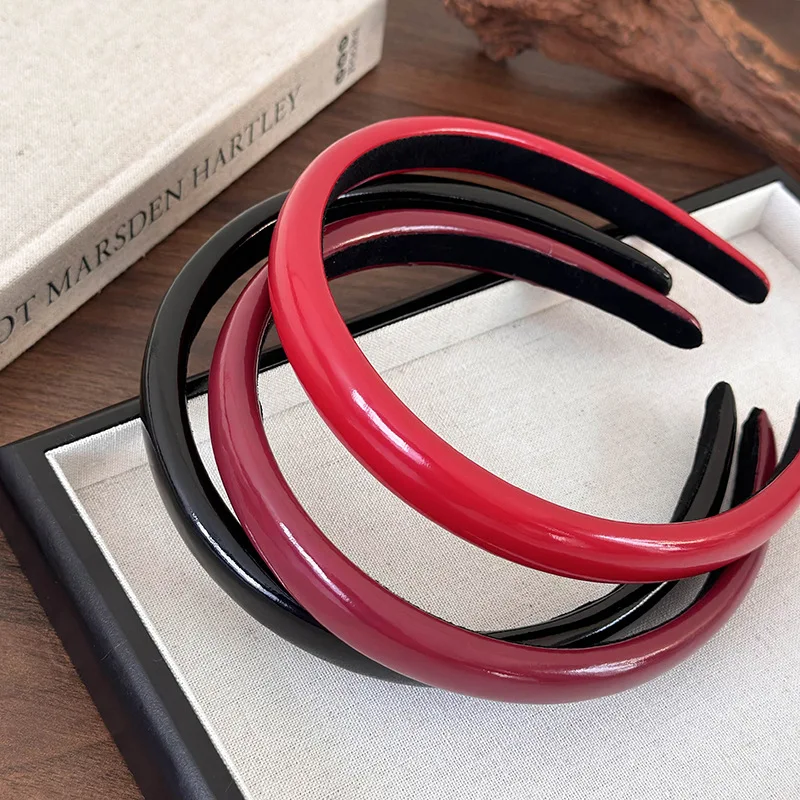 

PU Leather Headband Simple Retro Red Hairbands for Women Fashion Hair Hoop Hair Bands Female Hair Accessories Christmas Gifts