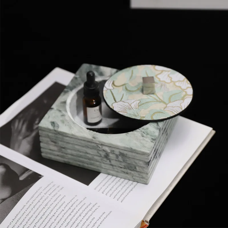 1Pcs Natural Marble Jewelry Box Storage Box Retro Candy Jar Decoration Ring Earrings with Lid Storage Container