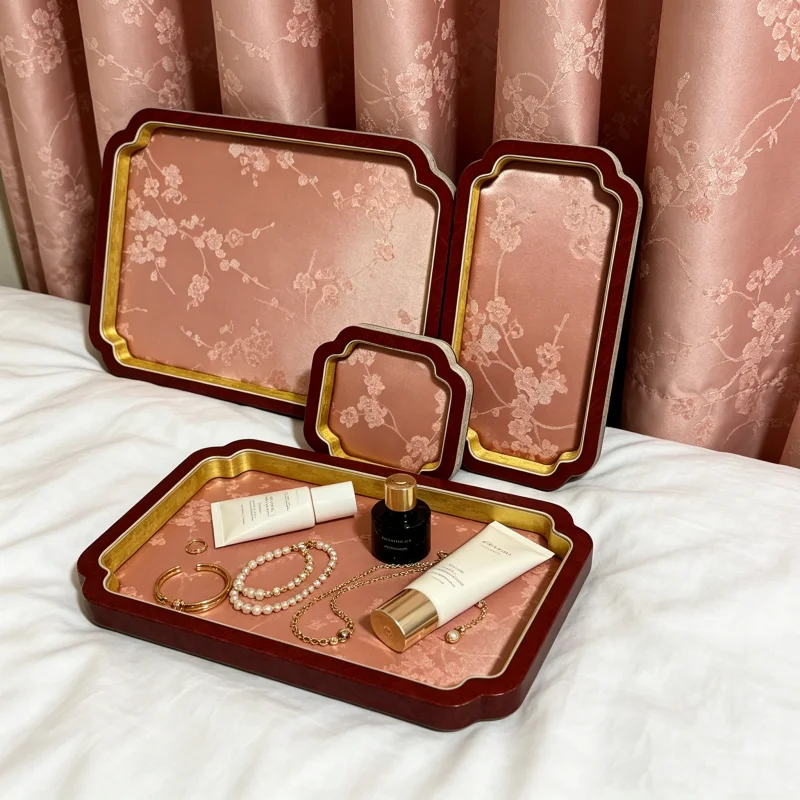 Handmade Light Luxury Velvet Appraisal Tray, Palace Style Display for Jade Agate Bracelet, Shop Organizer Stand