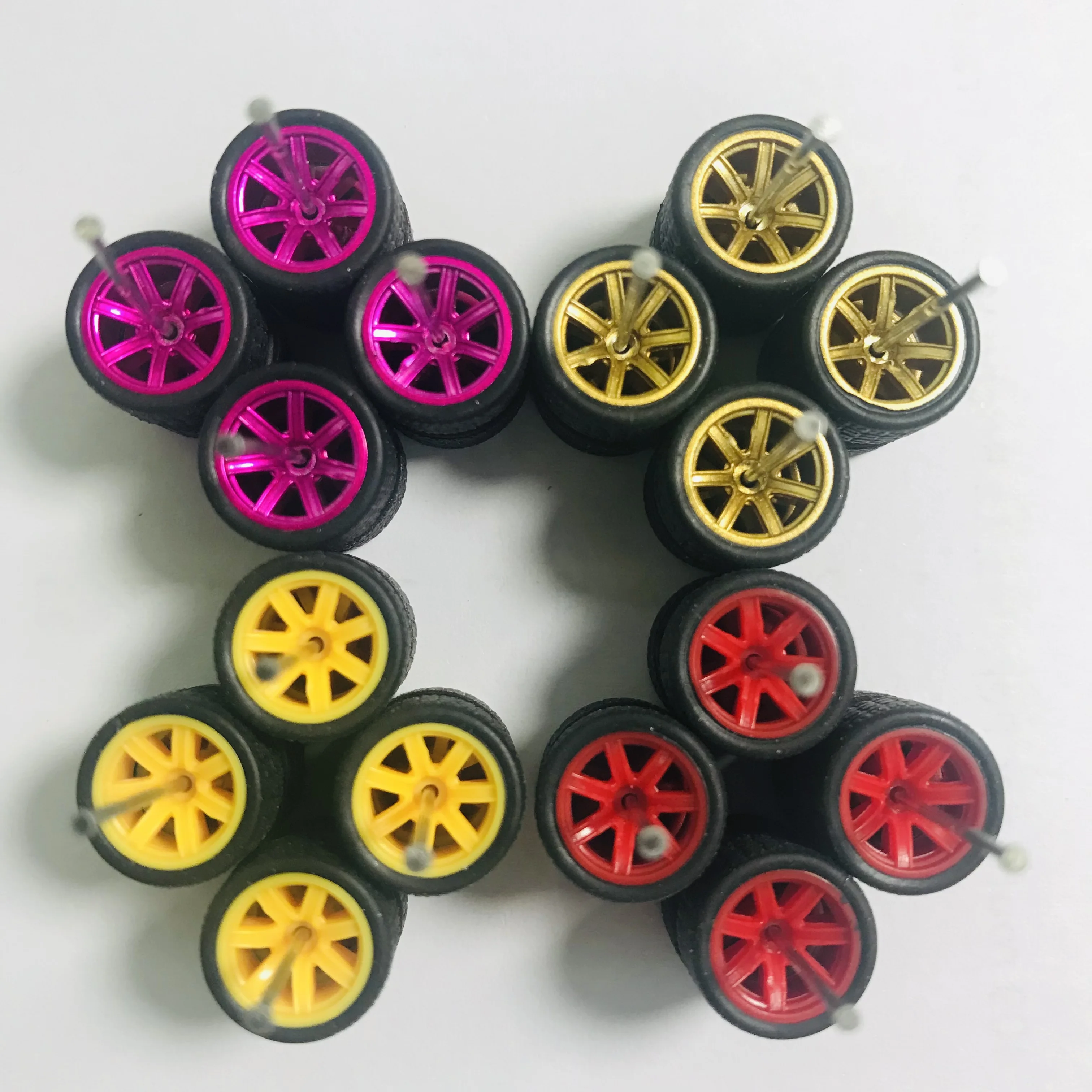 

8sets 11mm wheels for 1/64 Scale Alloy Car Models 1/64 wheels with 1/64 Tires + Axles for Hot Wheel/Matchbox/Domeka/Tomy 1:64