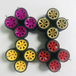 8sets 11mm wheels for 1/64 Scale Alloy Car Models 1/64 wheels with 1/64 Tires + Axles for Hot Wheel/Matchbox/Domeka/Tomy 1:64