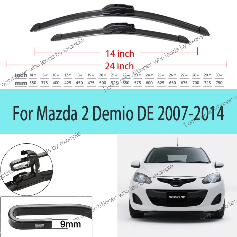 For Mazda 2 Demio DE 2007-2014 2008 2009 2010 2011 2012 Wiper Front Wiper Blades Windshield Windscreen Window Brushes 24