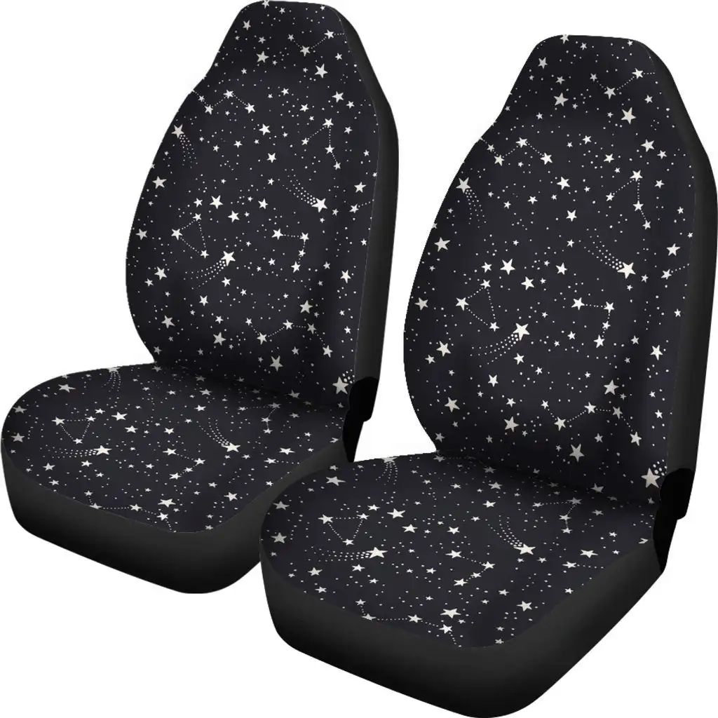 Constellation Star Print Pattern Seat Cover Car Seat Covers Set 2 Pc, Car Accessories Car Mats