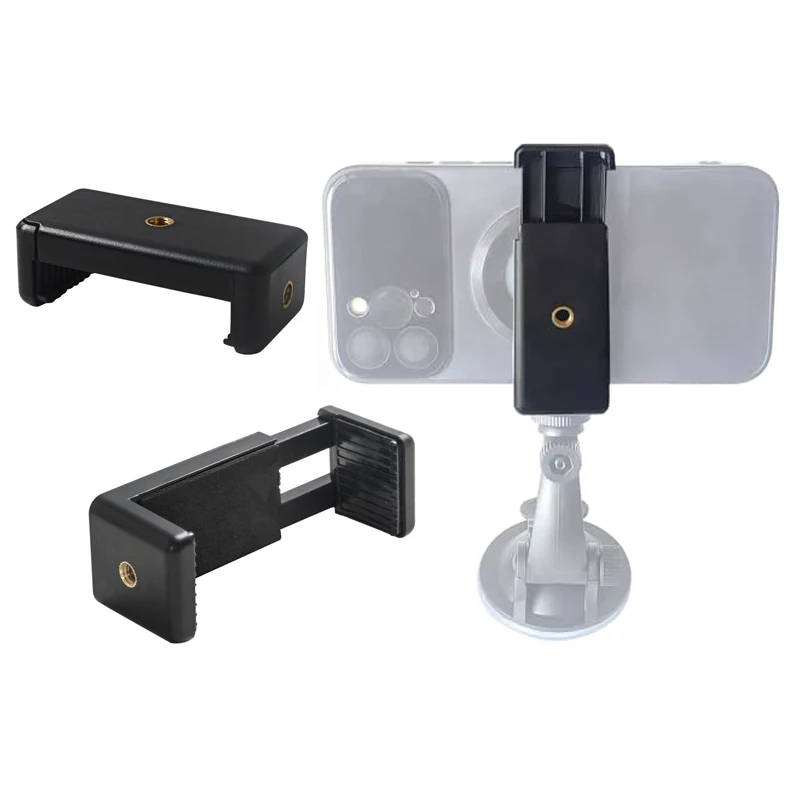 

Mobile Phone Clip Holder 1/4" Screw Hole Clamp Bracket for iPhone Samsung Huawei Xiaomi Realme Smartphones Tripod Selfie Stick