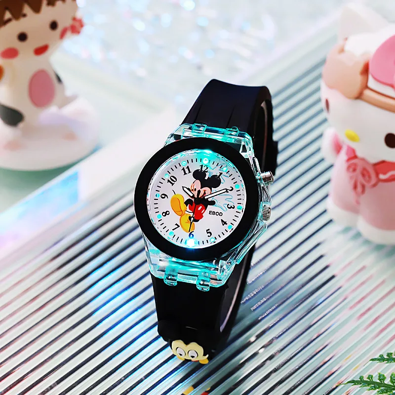 New Disney Mickey Minnie Mouse Watch Cartoon Anime LED pointer Luminous Digital Electronic Kids Watch boys girls birthday gifts