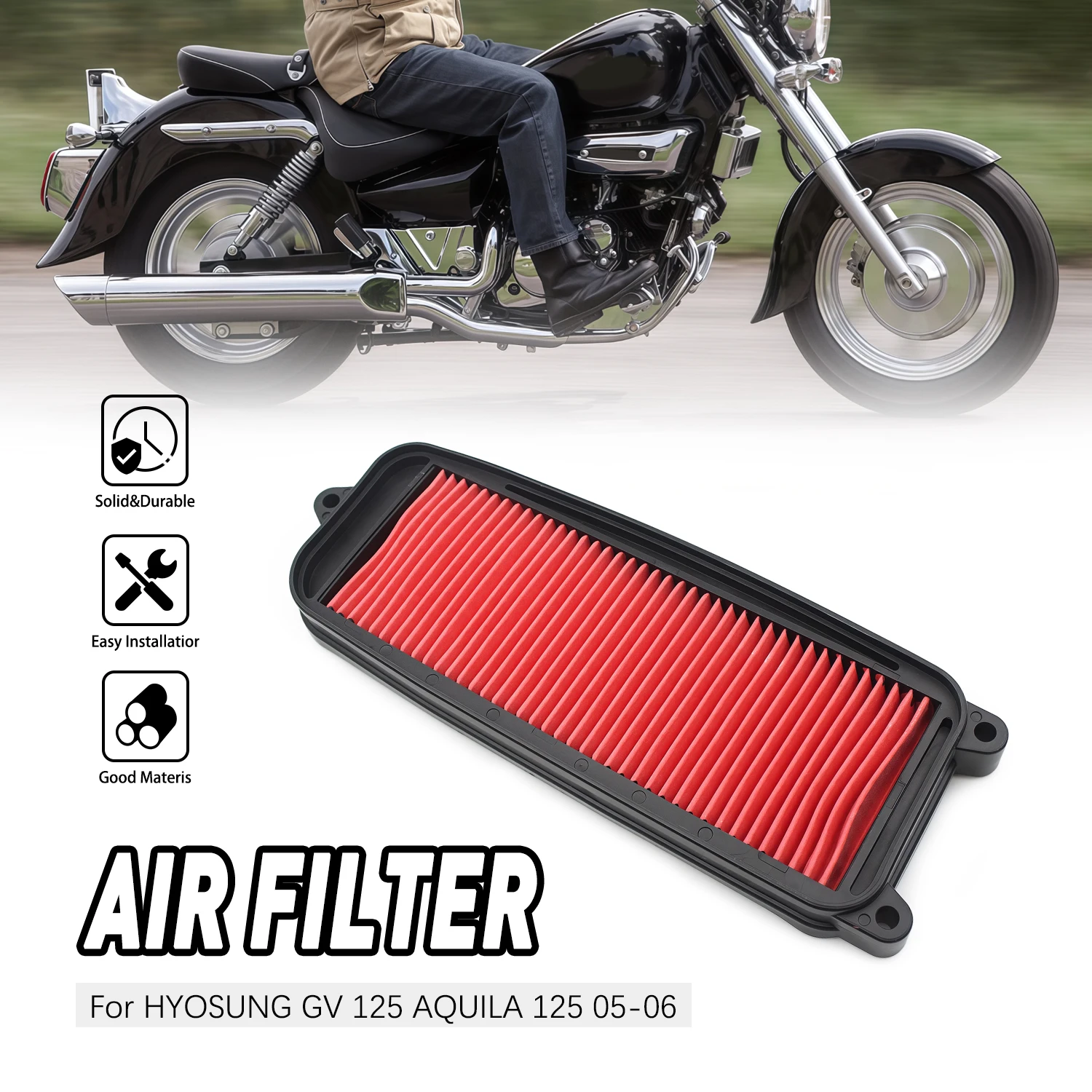 Air Filter Cleaner Replacement Motorcycle Parts Accesorios Moto For HYOSUNG GV 125 AQUILA 125 2005-2006 Air Filter Element