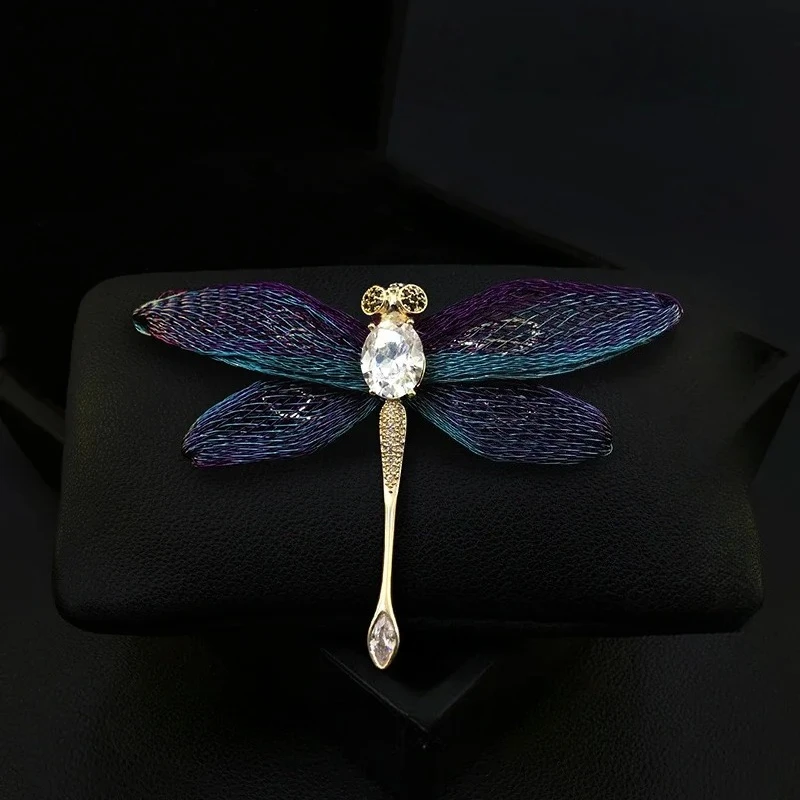 

Large Dragonfly Brooch for Women Luxury Handmade Copper Wire Woven Lapel Pin Exquisite Clothing Accessories Jewelry Gifts 1997