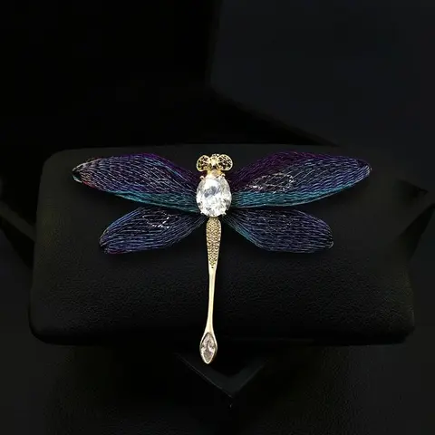 Large Dragonfly Brooch for Women Luxury Handmade Copper Wire Woven Lapel Pin Exquisite Clothing Accessories Jewelry Gifts 1997