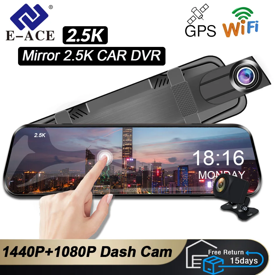 

Видеорегистратор Автомобильный видеорегистратор 10-дюймовое зеркало заднего вида 2,5K WIFI с камерой заднего вида Видеорегистратор Видеорегистратор Поддержка кронштейна Видеорегистратор